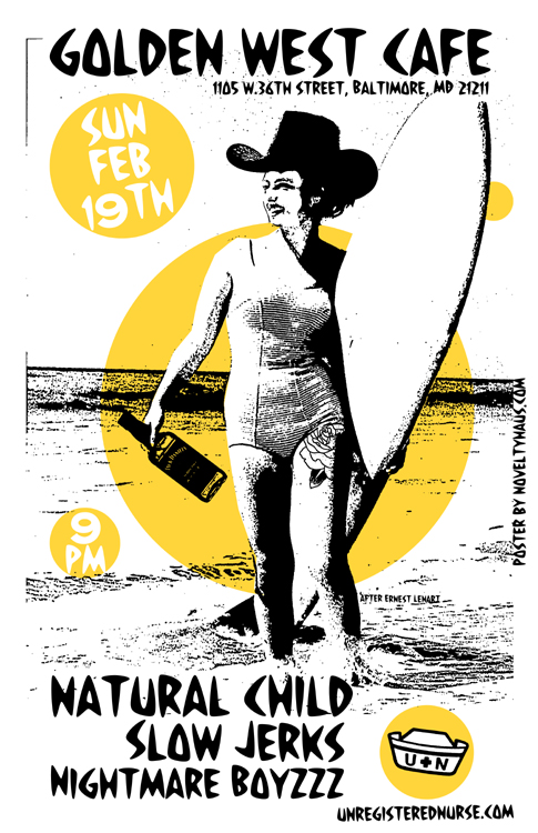 noveltyhaus poster unregistered nurse baltimore punk natural child slow jerks nightmare boyzzz golden west cafe noel danger