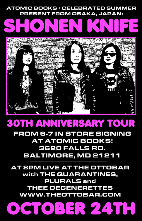 shonen knife 30th anniversary atomic books celebrated summer October 20th 2011 poster
